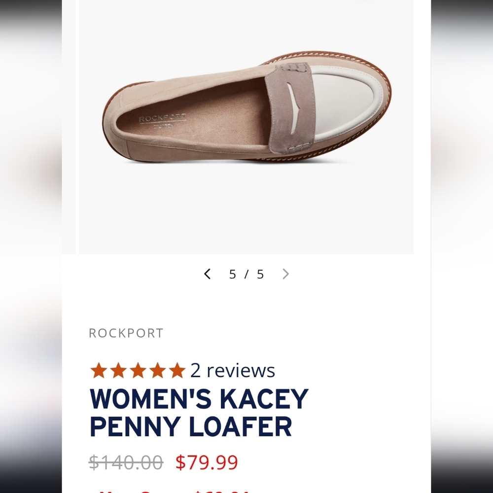 Rockport Women's Kacey Penny Loafer in Tan and White - Picture 10 of 10